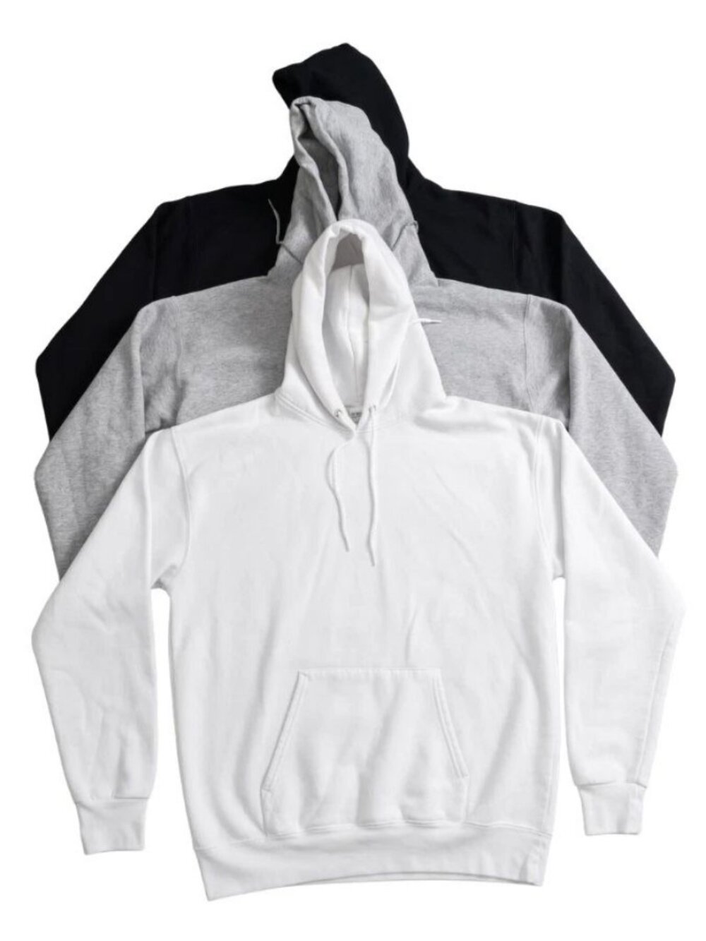 Hanes EcoSmart Pullover Hoodie Lot of 3 Black White Gray M